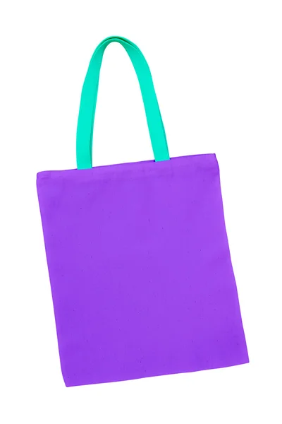 Purple cotton bag isolated with clipping path — Stock Photo, Image