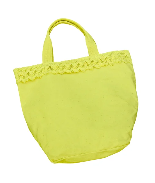 Žluté bavlněné tašky, izolované s ořezovou cestou — Stock fotografie