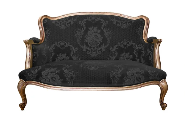 Винтажное черное роскошное кресло, изолированное с вырезкой — стоковое фото