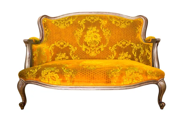 Poltrona de luxo amarelo vintage isolado com caminho de recorte — Fotografia de Stock