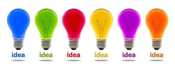 Colorful idea light bulb isolated — Stock Photo, Image