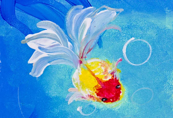 stock image Painting of goldfish in water