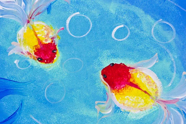 Målning av guldfisk i vatten — Stockfoto