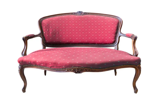 Fotel starodawny luksus czerwony na białym tle ze ścieżką przycinającą — Zdjęcie stockowe