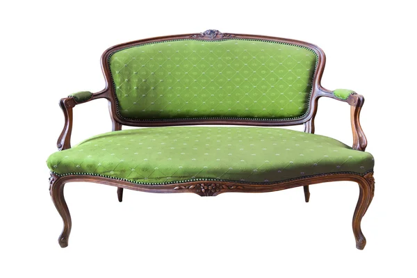 Vintage grüner Luxussessel isoliert mit Clipping-Pfad — Stockfoto