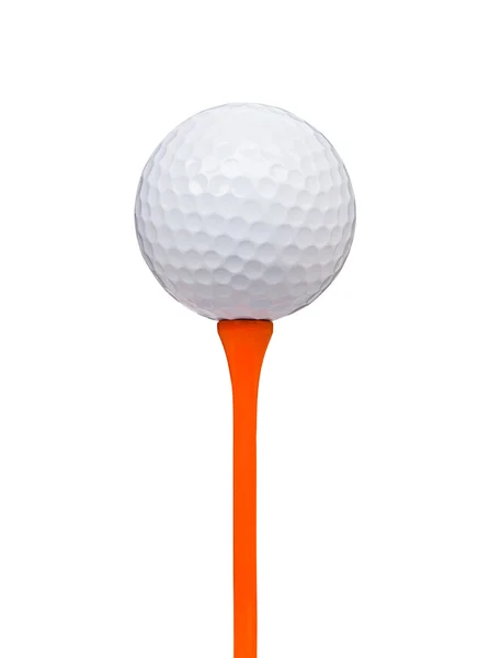 Golfboll på tee isolerade med urklippsbana — Stockfoto