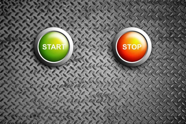 Start and stop buttons on diamond steel texture — Stock Photo, Image