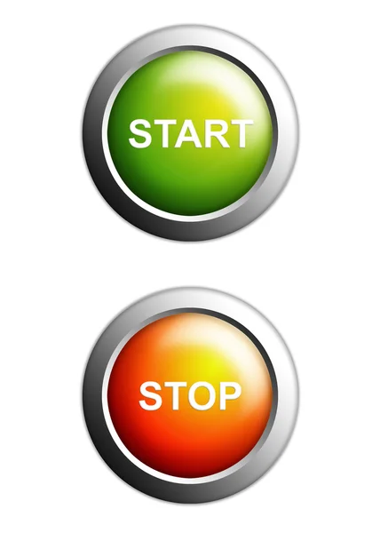 Iniciar e parar botões isolados — Fotografia de Stock