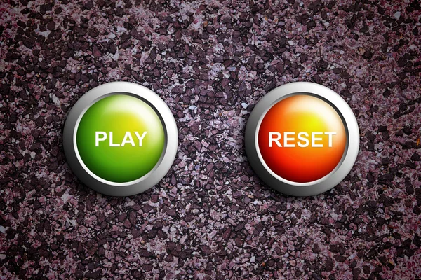 Play and reset button on grunge texture — Stock Photo, Image