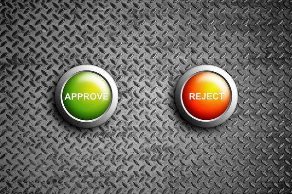 Approve and reject button on diamond steel texture — Stock Photo, Image