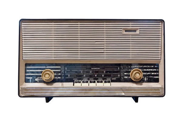 Винтажное радио, изолированное дорожкой для обрезки — стоковое фото