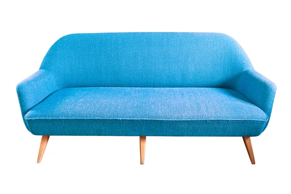Синій диван ізольований відсічним контуром — стокове фото