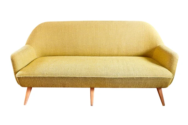 Bruin sofa geïsoleerd met uitknippad — Stockfoto