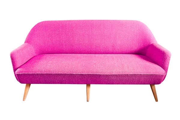 Canapea roz izolată cu cale de tăiere — Fotografie, imagine de stoc