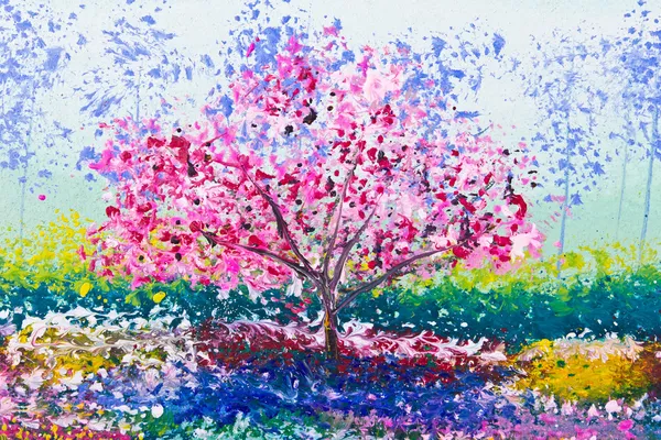 Ağaç boyamaschilderij van boom — Stok fotoğraf