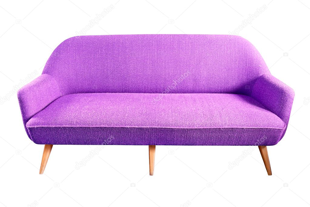 Purple sofa isolated with clipping path