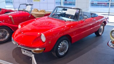 Classic car ALfa Romeo Spider Junior display at Thailand Interna clipart