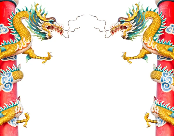 Estátua de dragão isolada no templo chinês — Fotografia de Stock