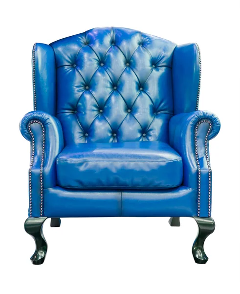 Blue luxury armchair isolated with clipping path — Stock Photo, Image