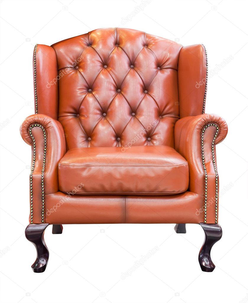 Orange luxury armchair isolated with clipping path