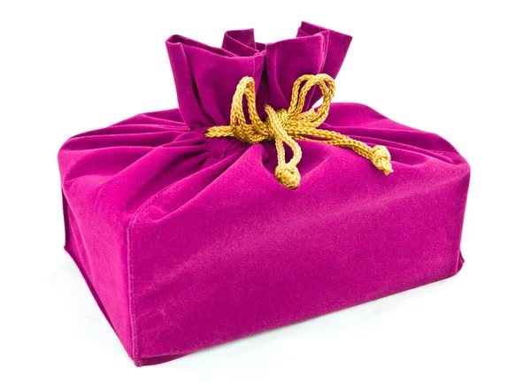 Подарунковий мішок з рожевої тканини ізольовано — стокове фото