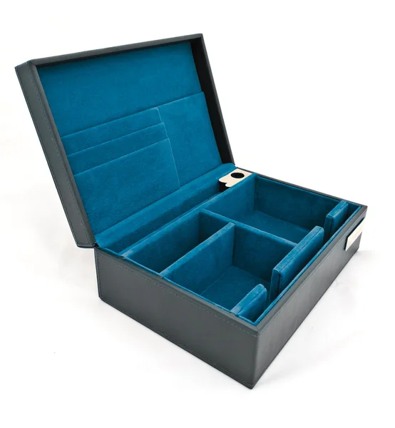 Boîte en tissu bleu isolé — Photo