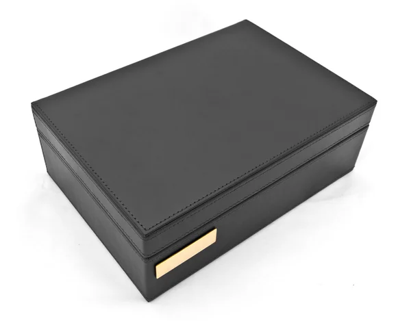 Black leather box isolated on white background — Stock Photo, Image