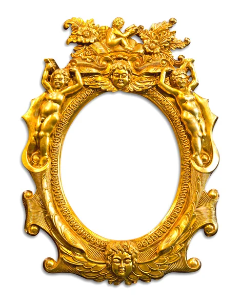 Golden sculpture frame isolated with clipping path — Stock Photo, Image