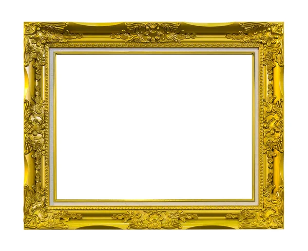 Frame van gouden hout geïsoleerd met uitknippad — Stockfoto