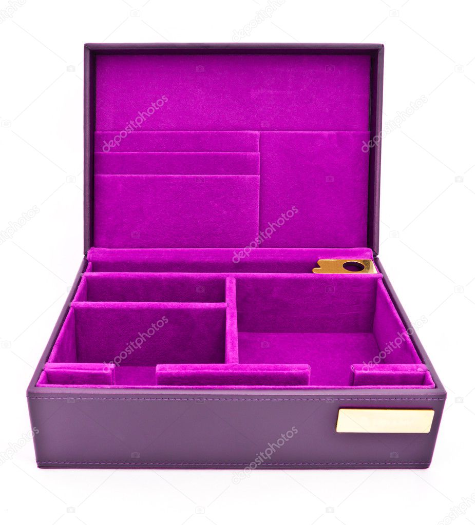 Purple leather box isolated on white background
