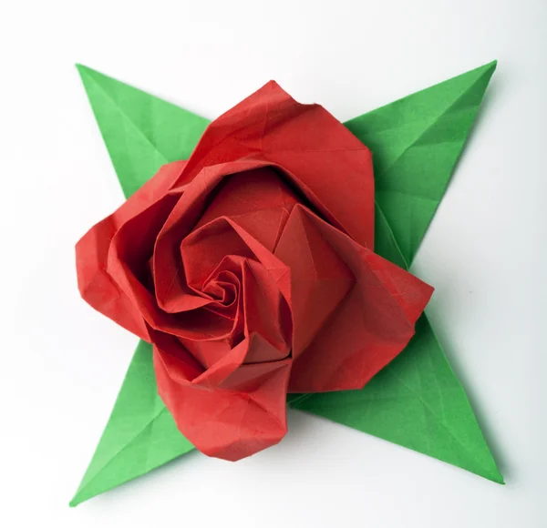 Origami röd ros Royaltyfria Stockfoton
