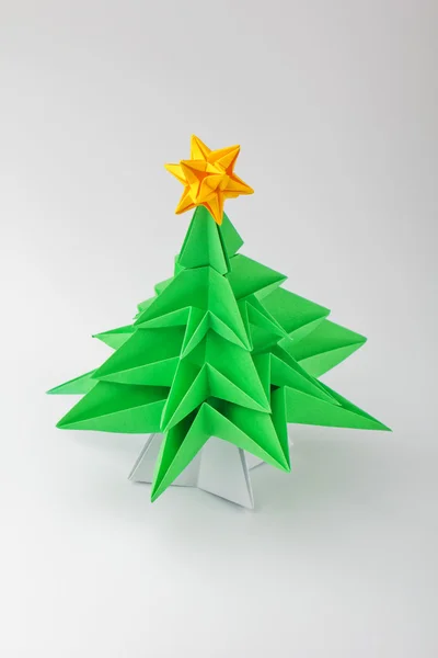 Origami - a Christmas tree Rechtenvrije Stockfoto's