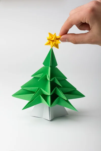 Origami - uma árvore de Natal Fotografia De Stock