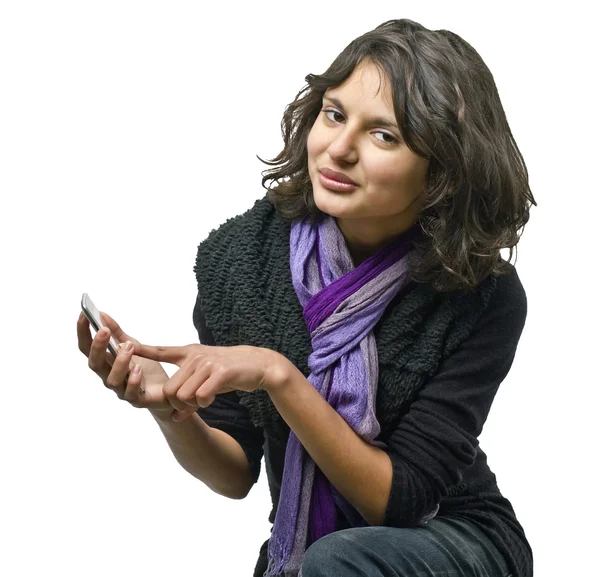 Girl texting on her mobile phone — Stock Photo, Image