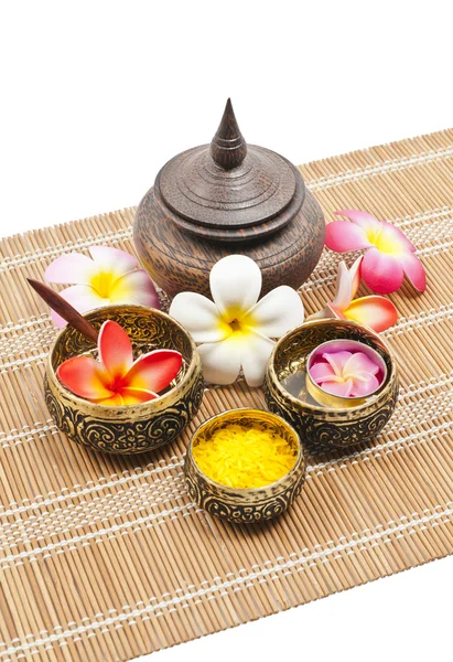 Thai spa set on bamboo mat — Stock Photo, Image