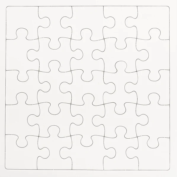 Weiße leere Puzzles isoliert auf weißem Hintergrund — Stockfoto