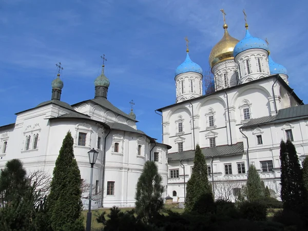 Rússia, Moscovo. Mosteiro Novospassky. Templo de Pokrovsky e Catedral de Preobrazhensky . — Fotografia de Stock