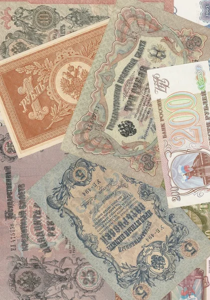 다른 시대의 러시아 지폐의 배경. — 스톡 사진