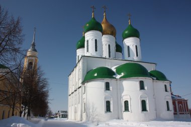 Rusya. kolomna Kremlin uspenskiy Katedrali ve çan kulesi.