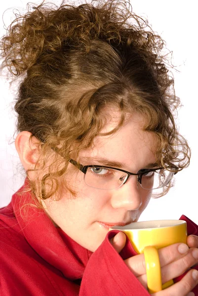 stock image Young woman with cup of tea