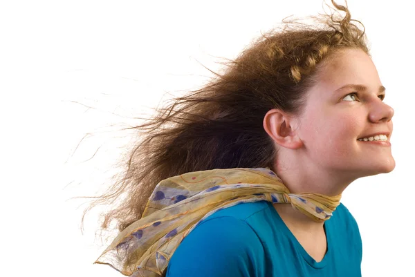 Chica contra el viento —  Fotos de Stock