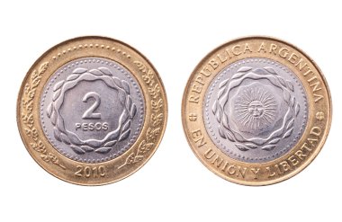 Argentina, 2010 bicentenary anniversary coin, clipping path. clipart