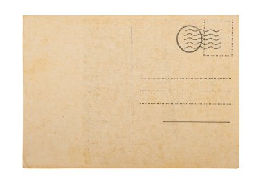 Old blank post card white background clipart