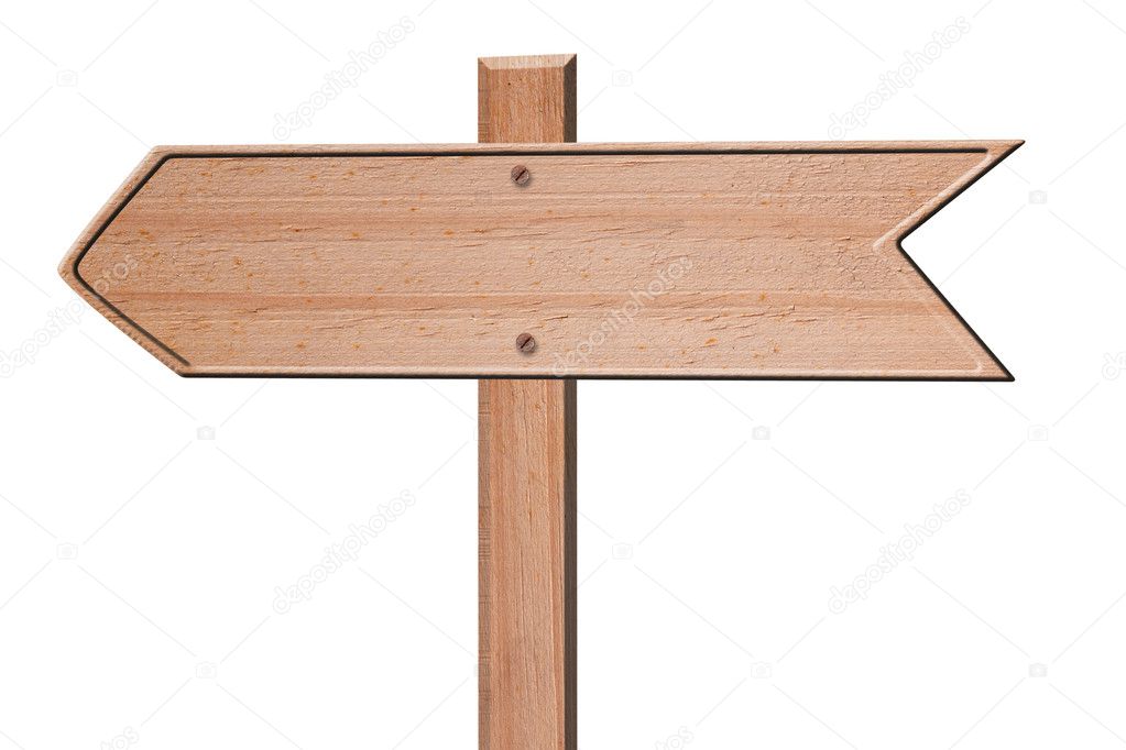 Wood sign isolated.