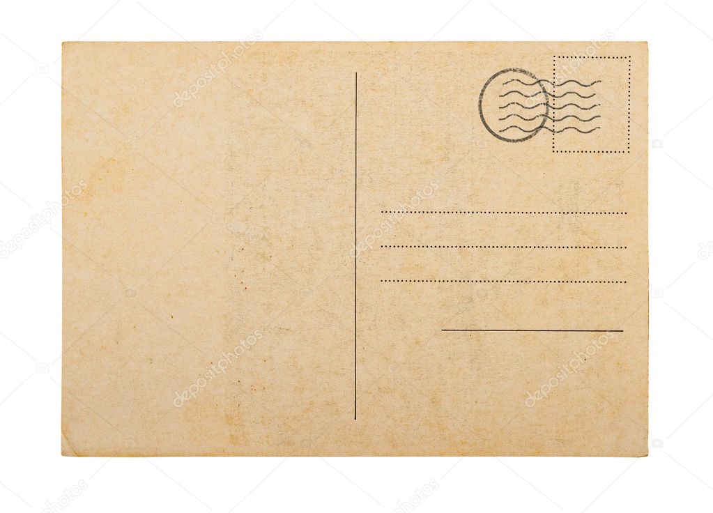 Old blank post card white background