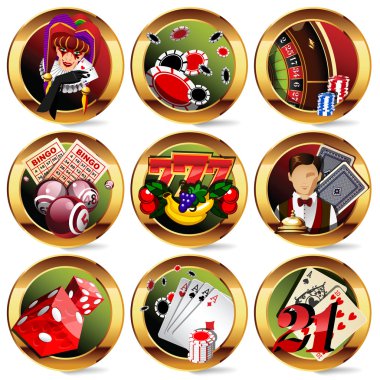 Eps8 vector casino or gambling icons set clipart