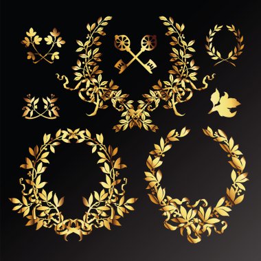 Set of golden laurel wreaths clipart