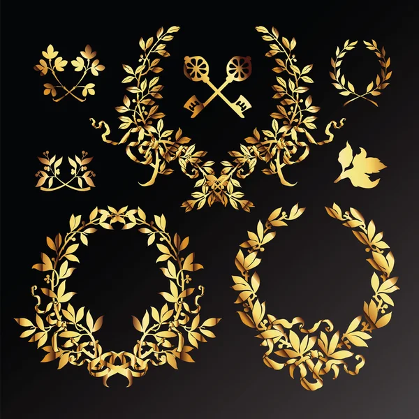 Набор золотых лавровых венков — стоковый вектор