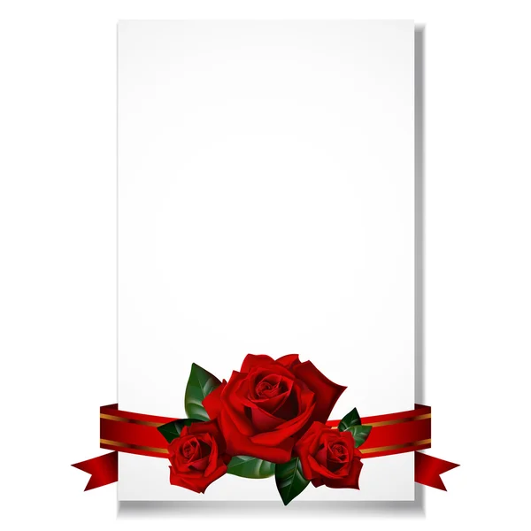 Greeting card with rose and ribbon — Stock Vector