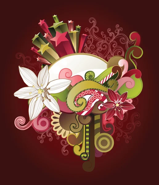 Fond floral et tourbillon — Image vectorielle